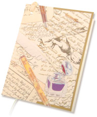 Carte (stylo) : Carte imprimé avec stylo plume. (2.5 x 3.25 pouces)
Ecrite à la main.	