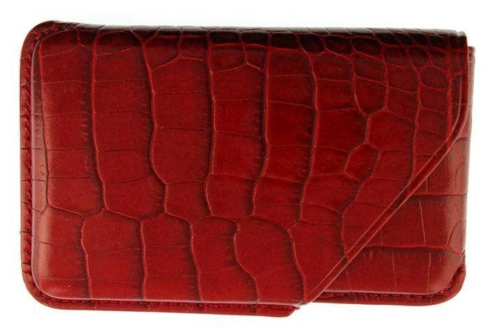 Porte-cartes de visite Mignon, série Croco Savannah Rouge