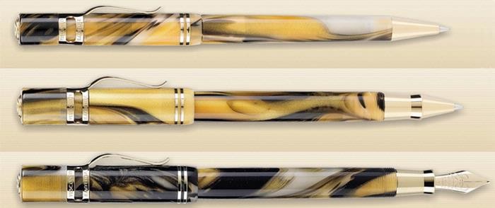 Ensemble stylo plume & stylo bille & stylo bille roulante Visconti , série Ragtime Anniversary Multicolore