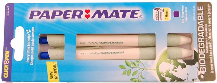 Stylo bille Paper Mate, série Biodegradable Encre bleu