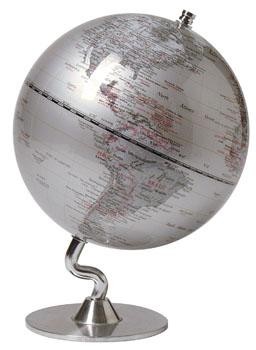 Globe Terrestre Kikkerland, série HOME + ORGANIZATION  Gris métallique