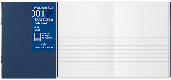 Recharge de carnet Traveler's Company, série Notebook Passport Size Refill Blanc (Ligné, 89mm x 124mm)