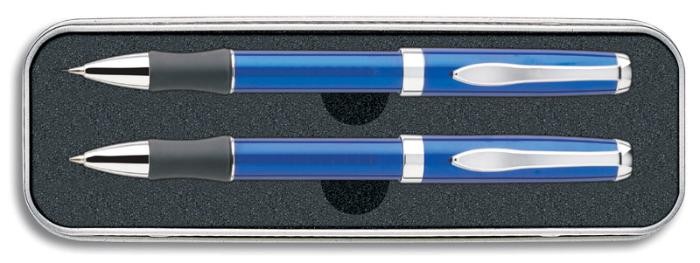 Ensemble stylo & crayon à mines Bankers, série Metal Writing Instruments Bleu
