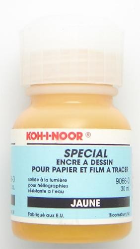 Encre de chine&nbsp;Koh i noor,&nbsp;s&eacute;rie&nbsp;Drawing ink&nbsp;Encre jaune