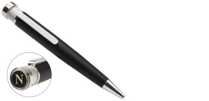 Stylo bille roulante rétractable Qwerty pens, série Pens Noir