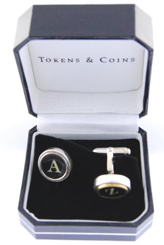 Bouton de manchette Qwerty pens, série Vintage Typewriter Key Jewelry Noir