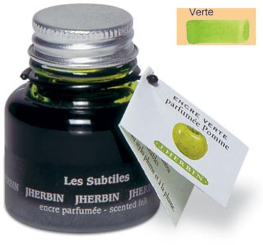 Bouteille d'encre&nbsp;J.Herbin ,&nbsp;s&eacute;rie&nbsp;Encres subtiles&nbsp;Encre verte