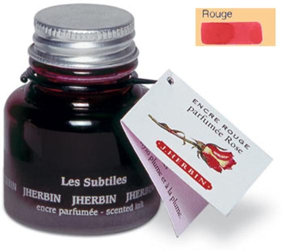Bouteille d'encre&nbsp;J.Herbin ,&nbsp;s&eacute;rie&nbsp;Encres subtiles&nbsp;Encre rouge