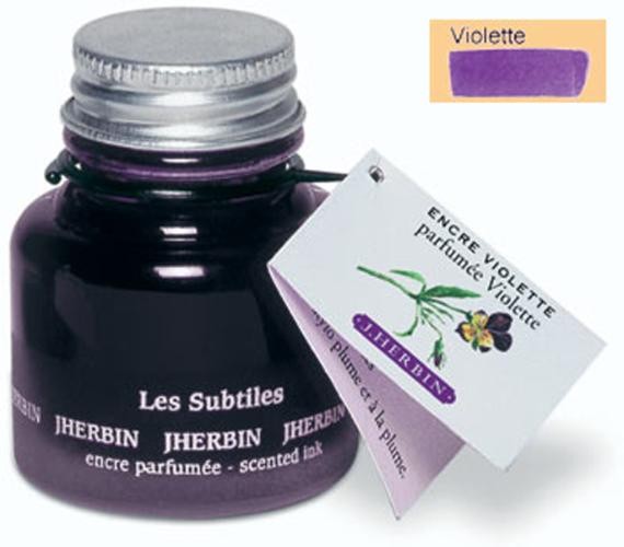 Bouteille d'encre&nbsp;J.Herbin ,&nbsp;s&eacute;rie&nbsp;Encres subtiles&nbsp;Encre violette