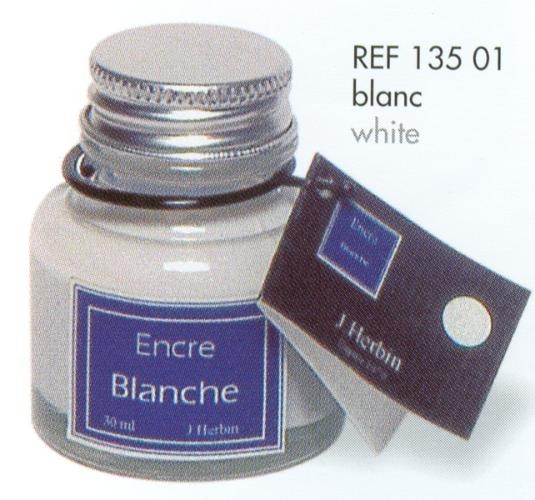 Bouteille d'encre J.Herbin , série Encre Pigmentée Encre blanche