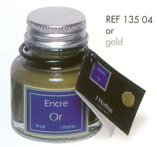 Bouteille d'encre J.Herbin , série Encre Pigmentée Encre dorée