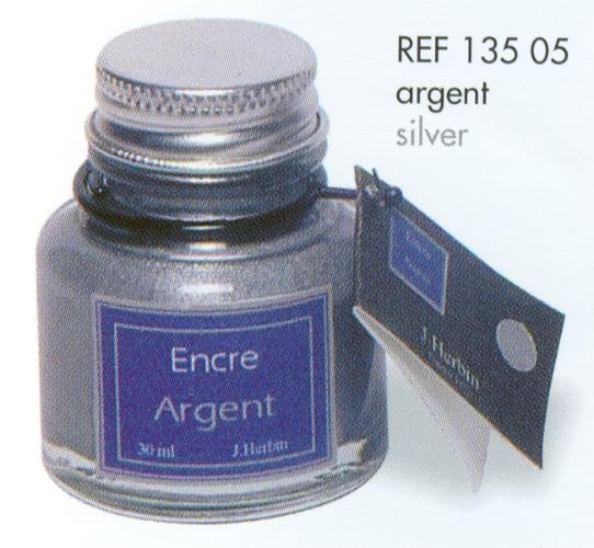 Bouteille d'encre J.Herbin , série Encre Pigmentée Encre argentée