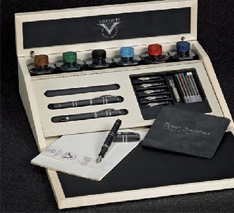 Boutique du stylo - Ensemble stylo plume & stylo bille & stylo bille roulante Visconti , série Homo Sapiens Noir