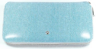 Boutique du stylo - Portefeuille&nbsp;Mont Blanc,&nbsp;s&eacute;rie&nbsp;Leather Bohème&nbsp;Bleu ciel