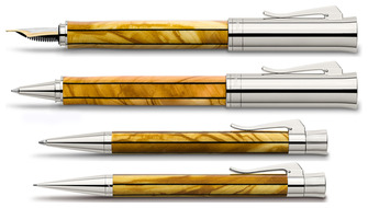 Boutique du stylo - Ensemble stylo bille & Stylo plume & Bille roulante & Porte mine Faber-Castell, Graf von, série Elemento LE (2011) Brun