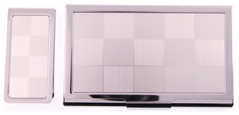 Boutique du stylo - Ensemble Porte-cartes de visite et Pince billet S&P, série Stephanie Chrome