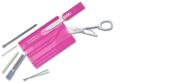 Victorinox Multifunction card, SwissCards series Translucent pink