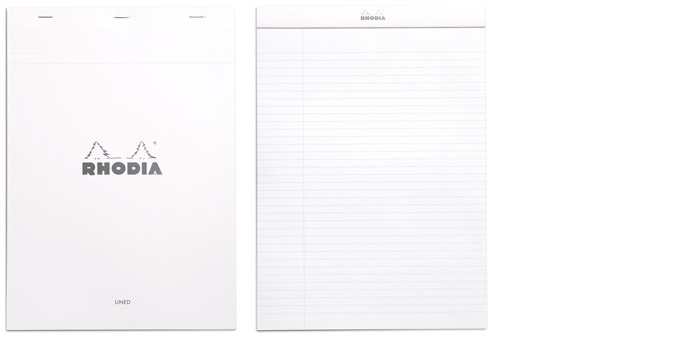 Bloc notes Rhodia, série Basics Blanc (#18-Ligné)