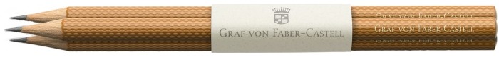 Crayon à mine en bois Faber-Castell, Graf von, série Pencil Brun cognac (Paquet de 3)