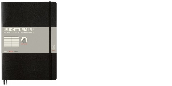 Carnet de notes Leuchtturm1917, série Notebook Softcover Composition (B5) Noir (Ligné, 178mm x 254mm)