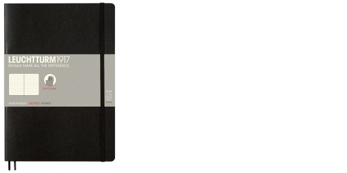 Carnet de notes Leuchtturm1917, série Notebook Softcover Composition (B5) Noir (Pointillé, 178mm x 254mm)