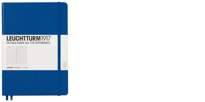 Carnet de notes Leuchtturm1917, série Notebook Medium (A5) Bleu royal (Ligné, 145mm x 210mm)