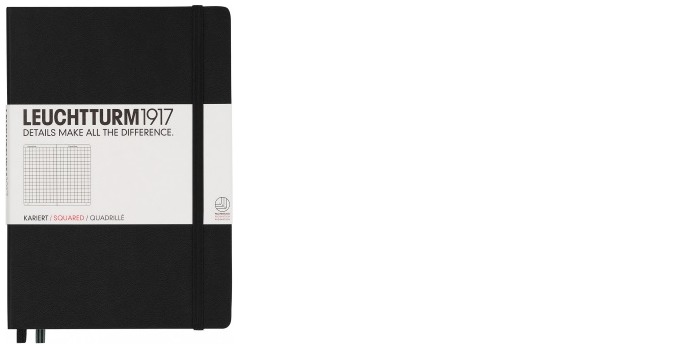 Carnet de notes Leuchtturm1917, série Notebook Medium (A5) Noir (Quadrillé, 145mm x 210mm)