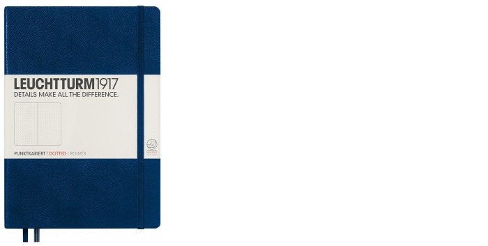 Carnet de notes Leuchtturm1917, série Notebook Medium (A5) Bleu marine (Pointillé, 145mm x 210mm)