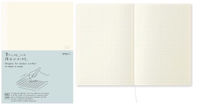 Carnet de notes (A5) Midori, série MD Paper Crème (Quadrillé, 148mm x 210mm)