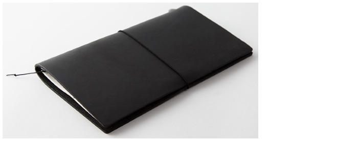 Carnet de notes Traveler's Company, série Leather Notebook Noir (Papier uni)
