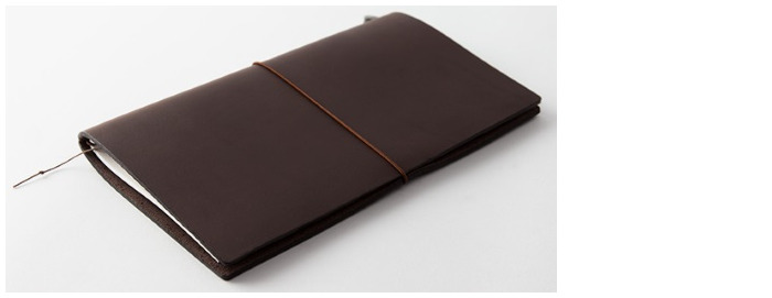 Carnet de notes Traveler's Company, série Leather Notebook Brun foncé (Papier uni)