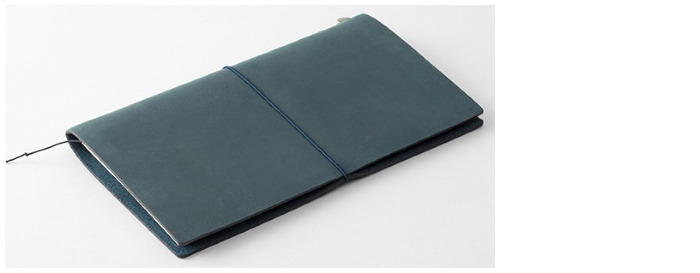 Carnet de notes Traveler's Company, série Leather Notebook Bleu-Vert (Papier uni)