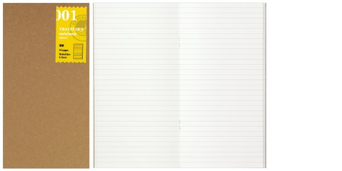 Recharge de carnet Traveler's Company, série Notebook Refill Blanc (Ligné, 110mm x 210mm)