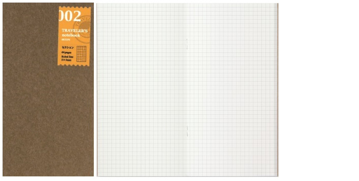 Recharge de carnet Traveler's Company, série Notebook Refill Blanc (Quadrillé, 110mm x 210mm)