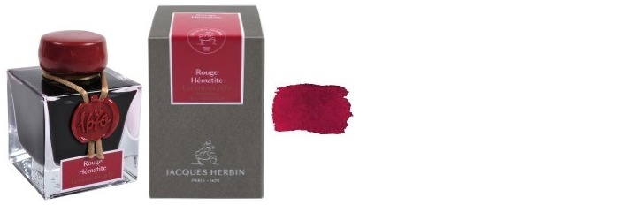 Jacques Herbin Ink bottle, 1670 Inks series Hematite red ink (with gold flecks)