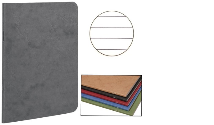 Cahier piqué (A5) Clairefontaine, série Age Bag Gris (148 mm x 210 mm, ligné)