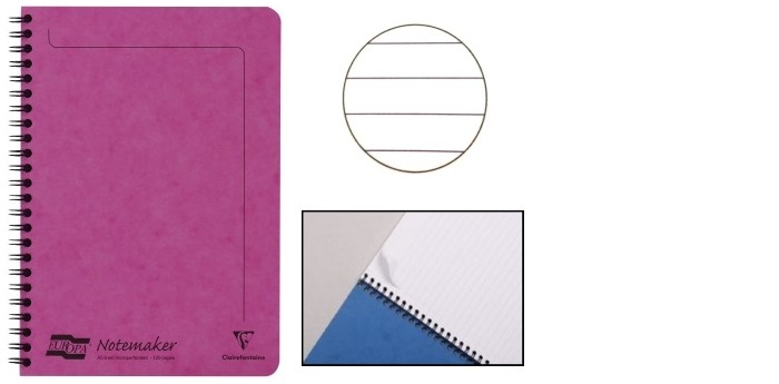 Clairefontaine (A5) Wirebound notebook, Europa series Pink (148 mm x 210 mm, lined)