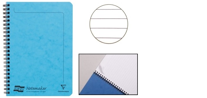 Clairefontaine (A5) Wirebound notebook, Europa series Turquoise (148 mm x 210 mm, lined)
