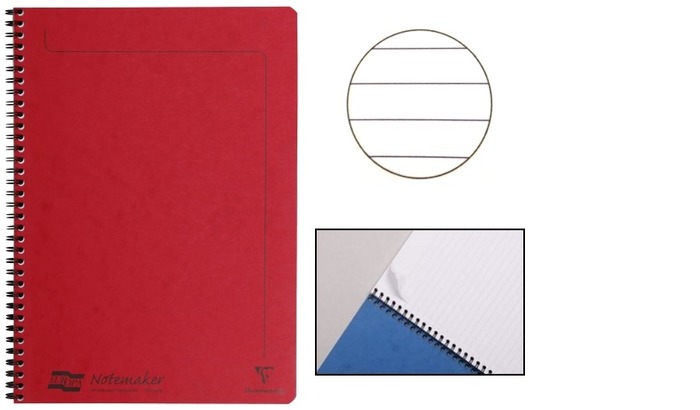 Clairefontaine (A4) Wirebound notebook, Europa series Red (210 mm x 297 mm, lined)