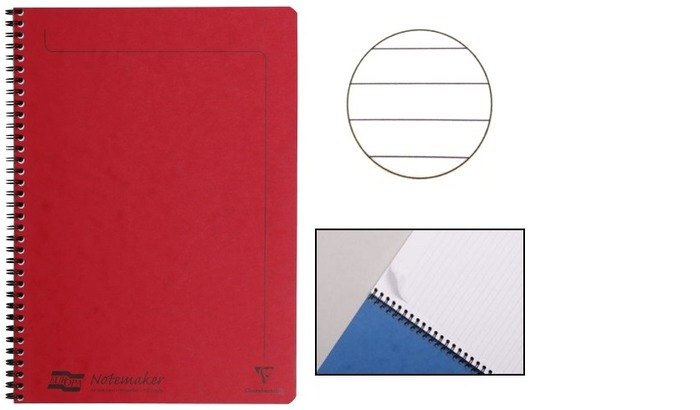 Cahier spiralé (A4) Clairefontaine, série Europa Rouge (210 mm x 297 mm, ligné)