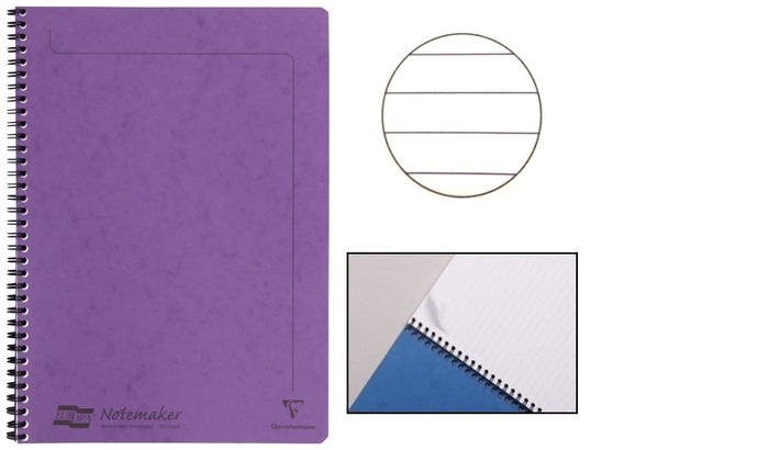 Cahier spiralé (A4) Clairefontaine, série Europa Violet (210 mm x 297 mm, ligné)