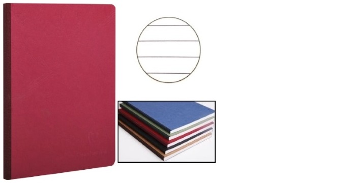 Cahier dos toilé (A5) Clairefontaine, série Age Bag Rouge (148 mm x 210 mm, ligné)