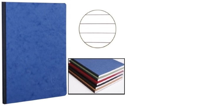 Cahier dos toilé (A5) Clairefontaine, série Age Bag Bleu (148 mm x 210 mm, ligné)