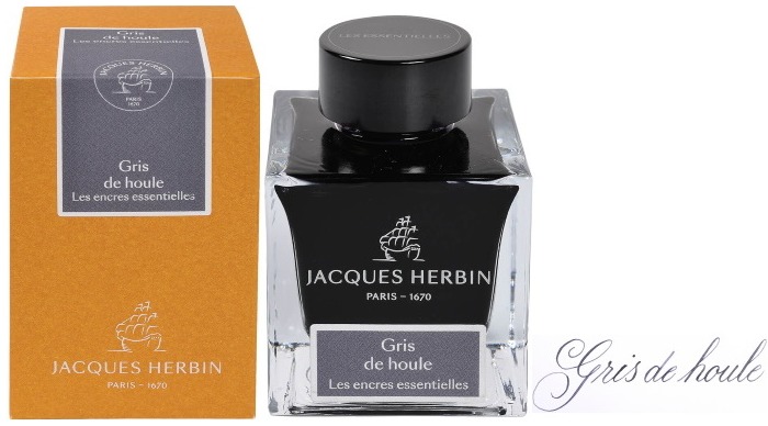 Bouteille d'encre Jacques Herbin, série Les encres Essentielles Gris de houle