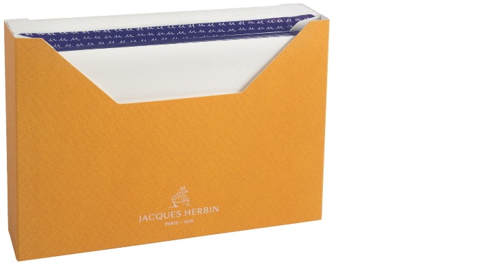 Ensemble cartes & enveloppes C6 Jacques Herbin, série Papeterie doublure Bleue 