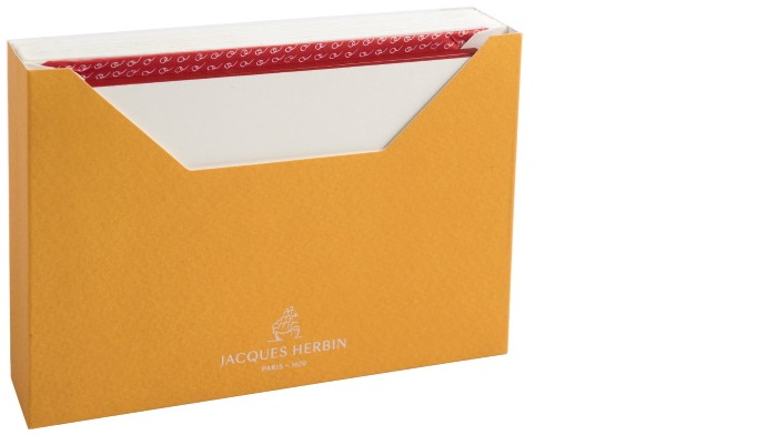 Ensemble cartes & enveloppes C6 Jacques Herbin, série Papeterie doublure Rouge 