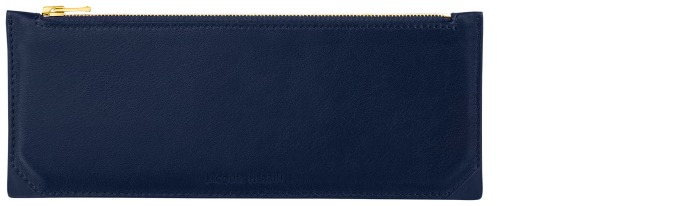 Jacques Herbin Pen pouch with zipper, Leather series Navy blue
