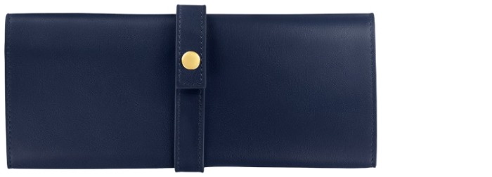 Jacques Herbin Pen pouch with press stud, Leather series Navy blue