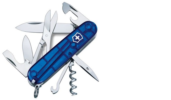 Couteau Victorinox, série Moyens couteaux de poche Bleu translucide (Climber)