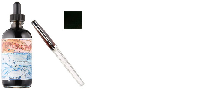 Bouteille d'encre Noodler's Ink, série 4.5 oz. Bottles Encre noire (Polar Black)- avec Stylo plume